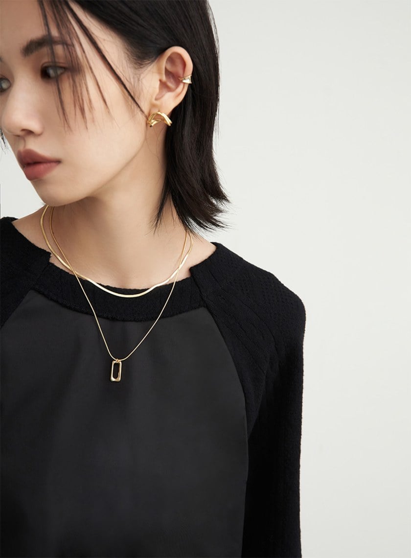 異材質拼接休閒上衣